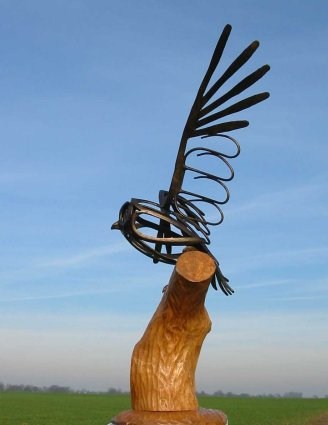 chouette ciel socle bois