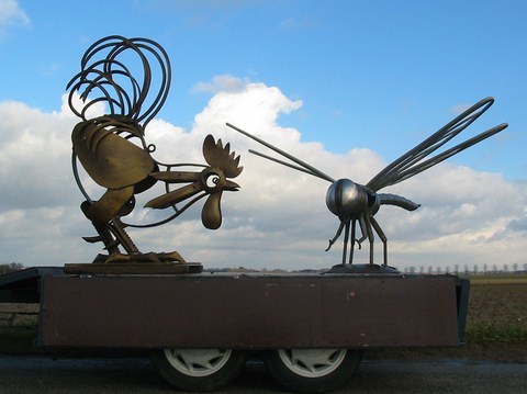 coq et libellule semi monumentale